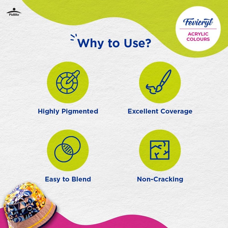 Pidilite Fevicryl Acrylic Colors - Sunflower Kit - 10 Shades - Image 4